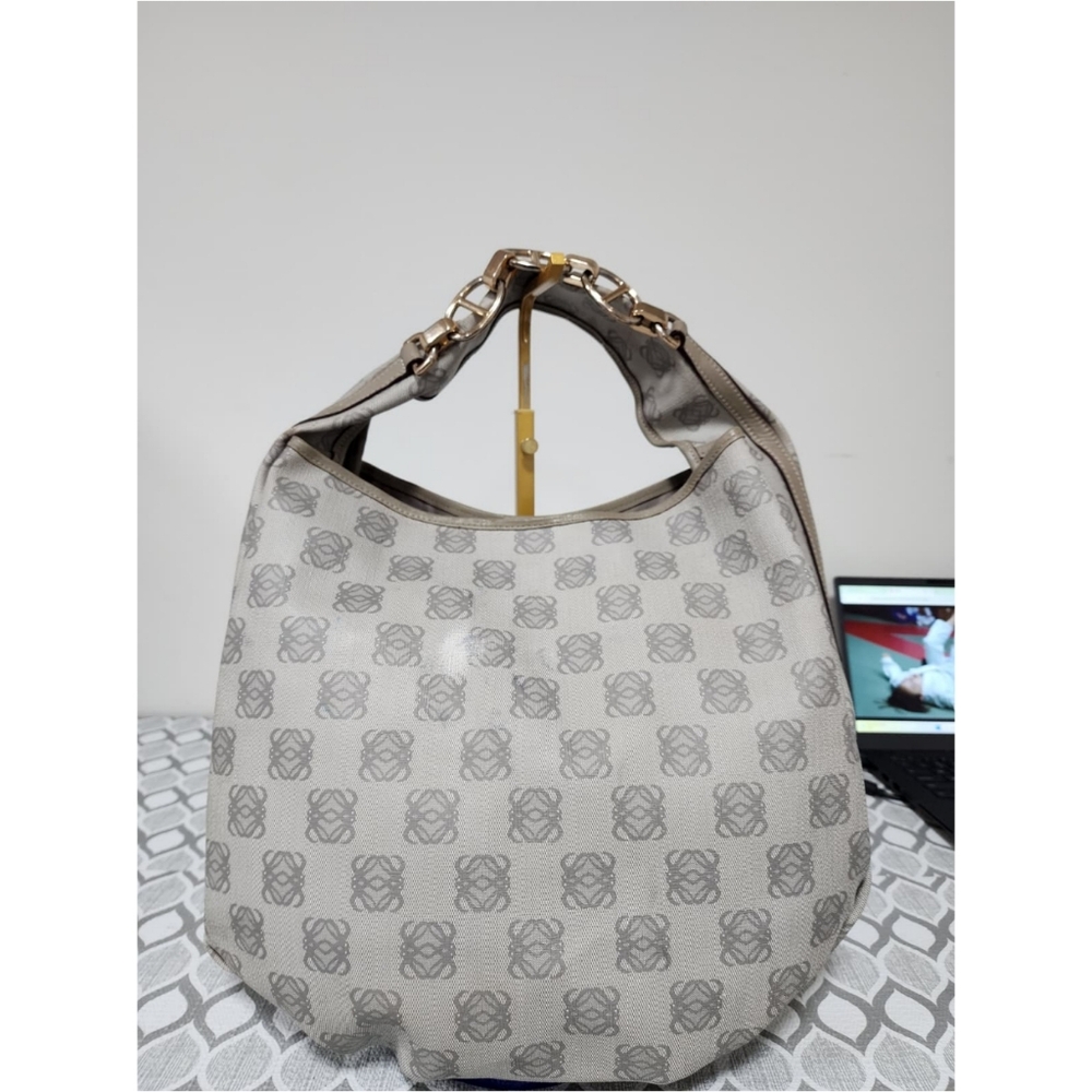 Loewe Bounce Vintage Leather Shoulder Bag Gray